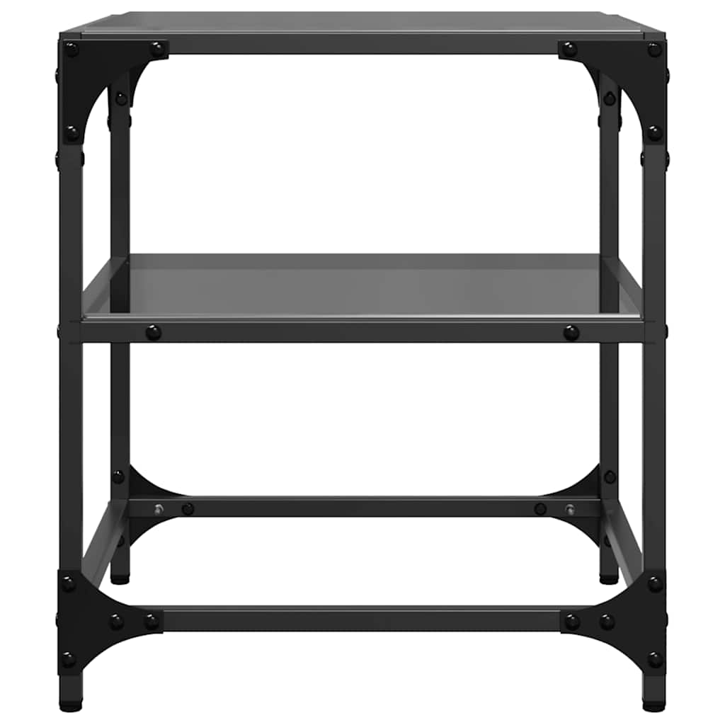 Coffee Tables with Glass Tops 2 pcs Black 40x40x45 cm Steel