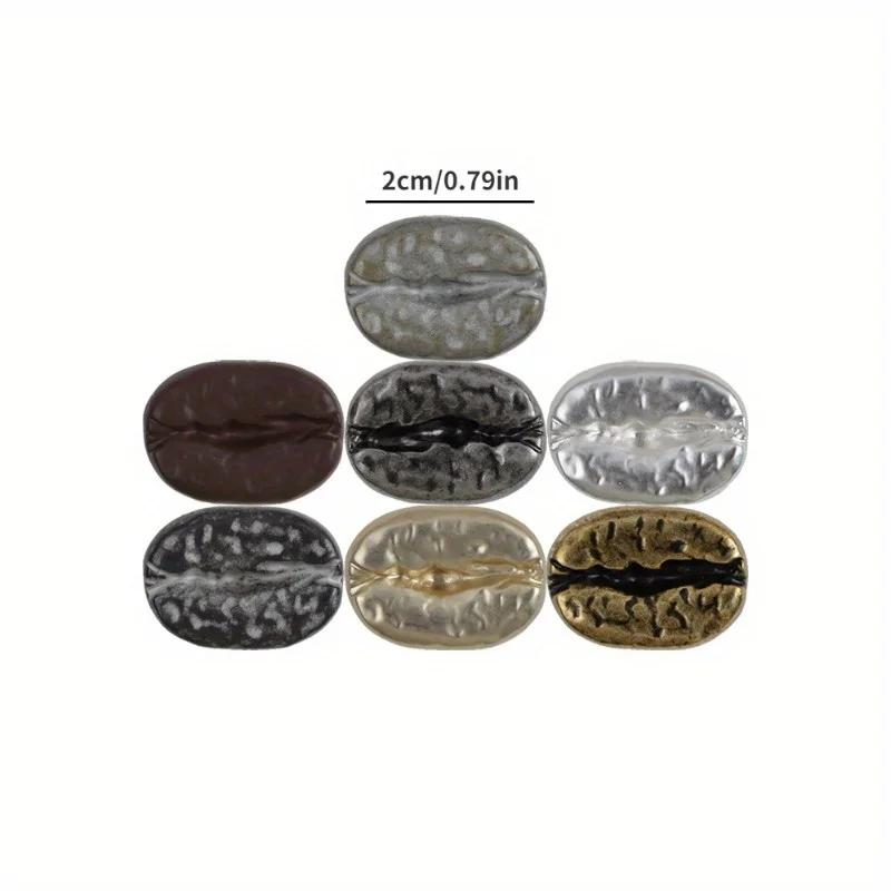 6ks kávových zrn Kovový výklenek Retro stříbrný bílý svetr bunda starožitný zlatý kabát knoflíky