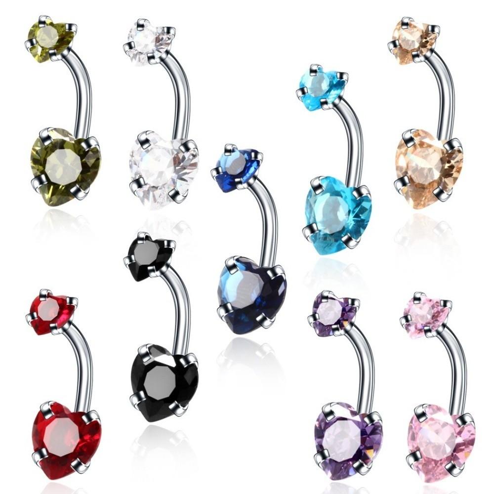 Stainless Steel Belly Button Rings Crystal Silver Belly Piercing Navel Piercing  for Women