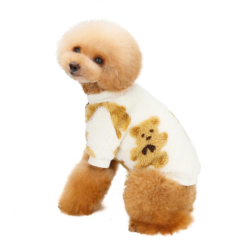 

Pet clothes autumn and winter new two-legged clothes thickened and velvet dog fleece clothes bear printing magic dog clothes S 1.2-2.5kg белый