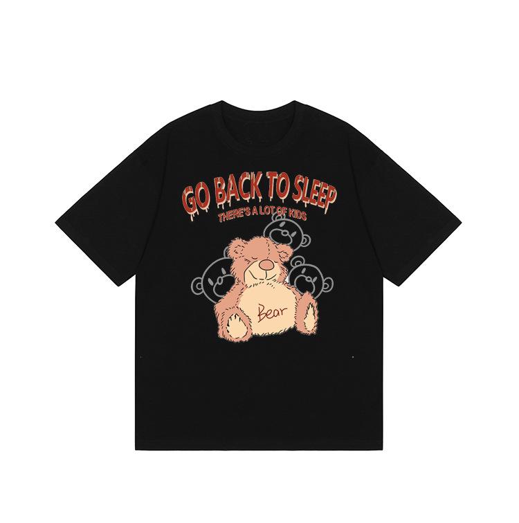 

Женская летняя хлопковая футболка свободного кроя с круглым вырезом 2025 - Корейский стиль, Универсальная, Модный студенческий принт S (for 75-90 jin)