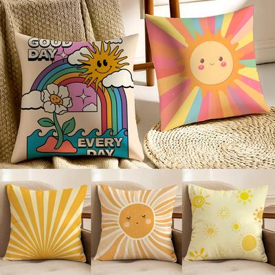 Cute Cartoon Sun Illustration Art Cushion Cover Pillowcase Antidustmite Living Room Sofa Decor Cushion Room