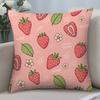 Cute Strawberry Pillow Case 3D Print Polyester Fiber 4040 cm Home Sofa Throw Pillow Cover Decoration Festival Gift