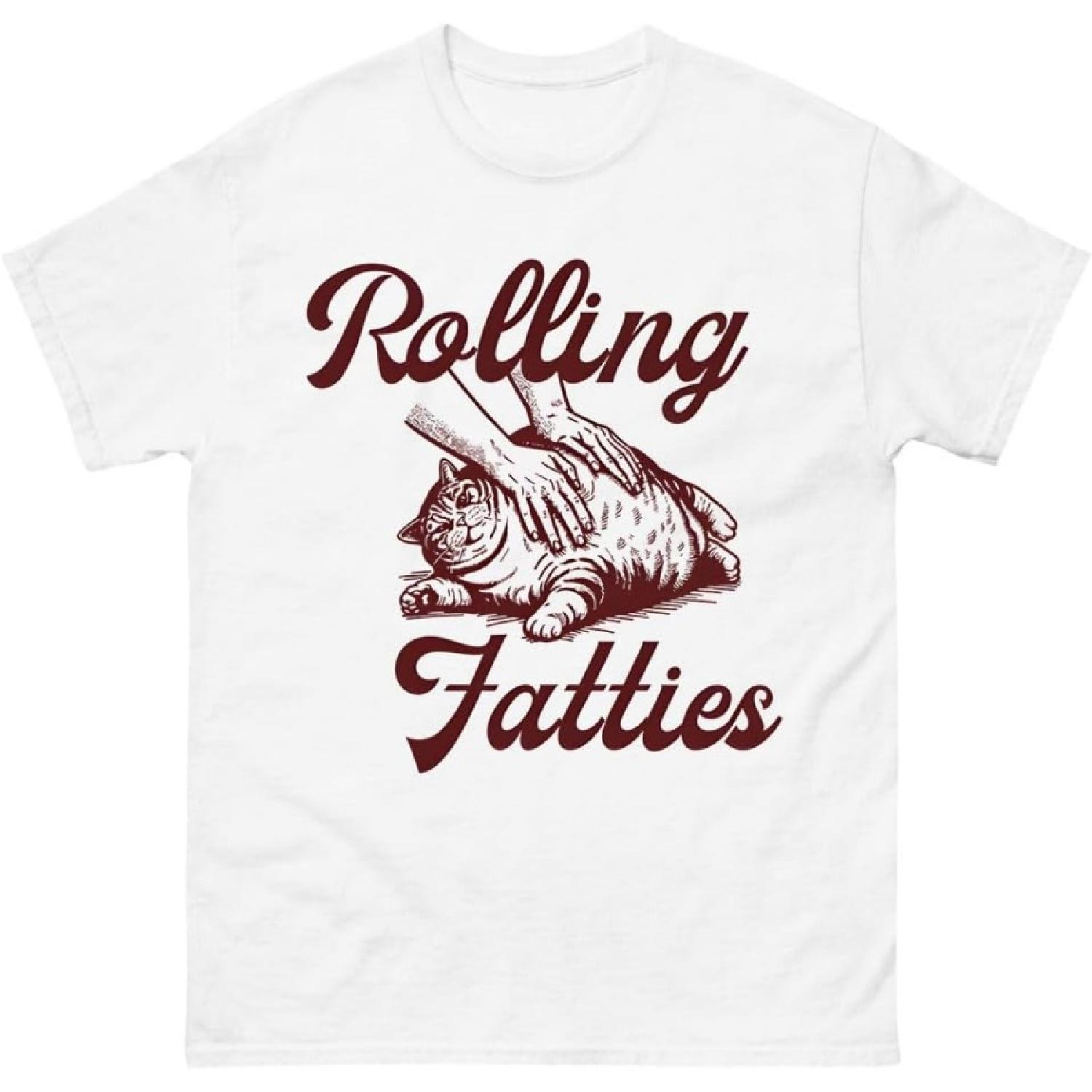 Rolling Fatties Shirt – Funny Fat Cat Meme T-Shirt, Unisex Shirt, Hilarious Cat Lover Tee, Unique Cat Shirt, Meme Shirt for Cat Lovers XXXXXL белый
