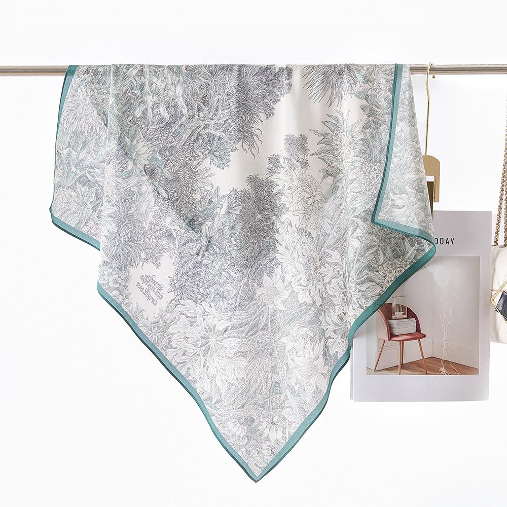 Silk Double Crepe Silk Scarf Women's Spring Fashion Versatile 70 Medium Square Scarf Sunscreen Multifunctional 100% Mulberry Silk Scarf