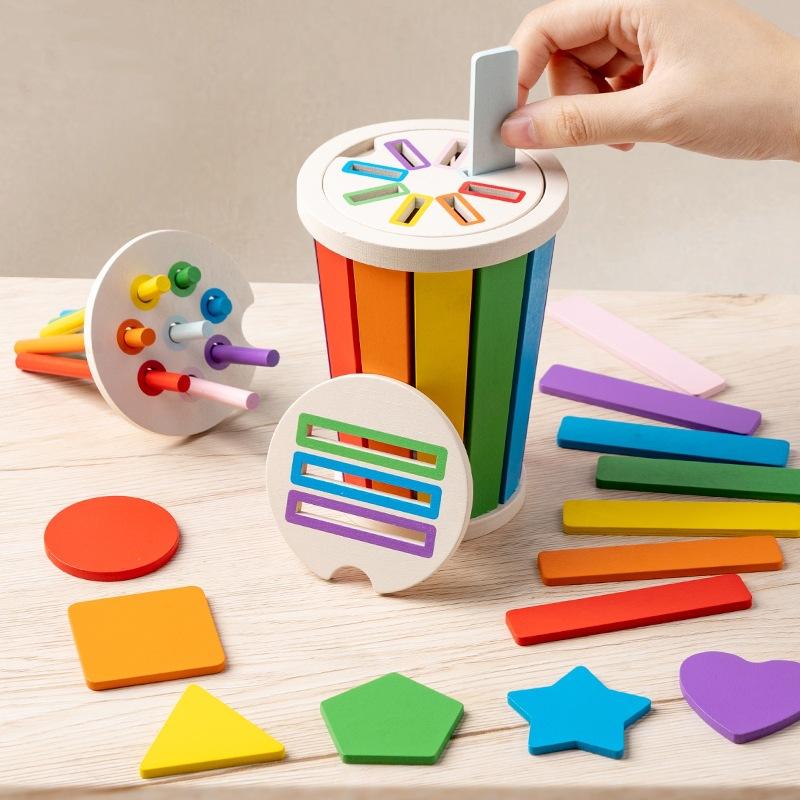Montessori Color Sorting Matching Toys Wooden Shape Recgnition Toy Kids Math Learning Educational Toys Todders Fine Motor Gifts