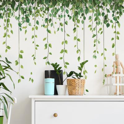 Painted Green Plant Leaves Bedroom Living Room Home Background Beautification and Decoration Wall Stickers