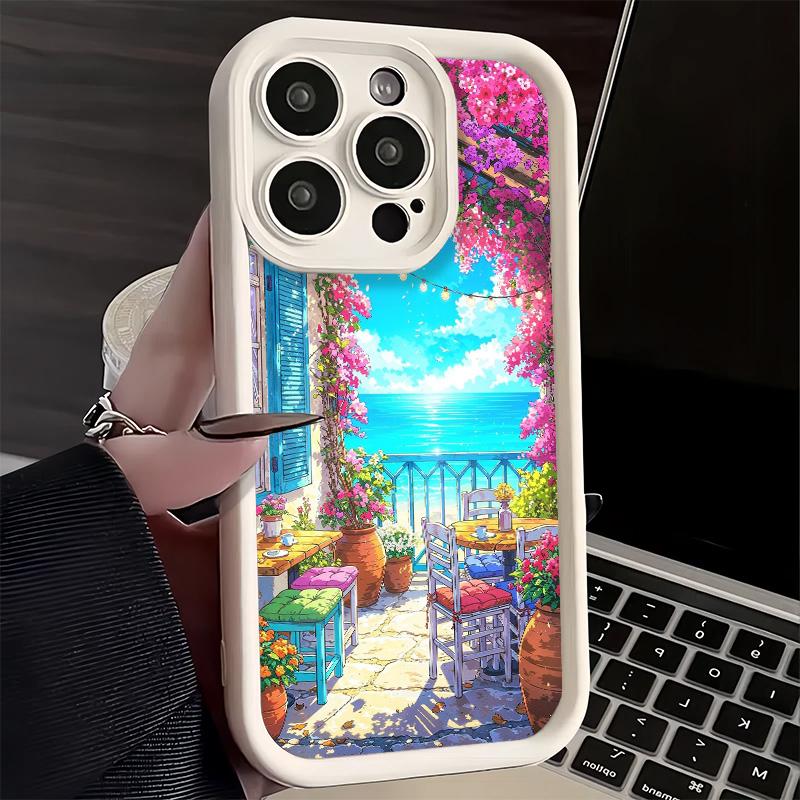 Phone Case for iPhone 17 Air 16E 15 16 Pro Max Anime Aesthetic Scenery Cover 14 Plus 13 12 Mini Soft Shell Silicone Fundas