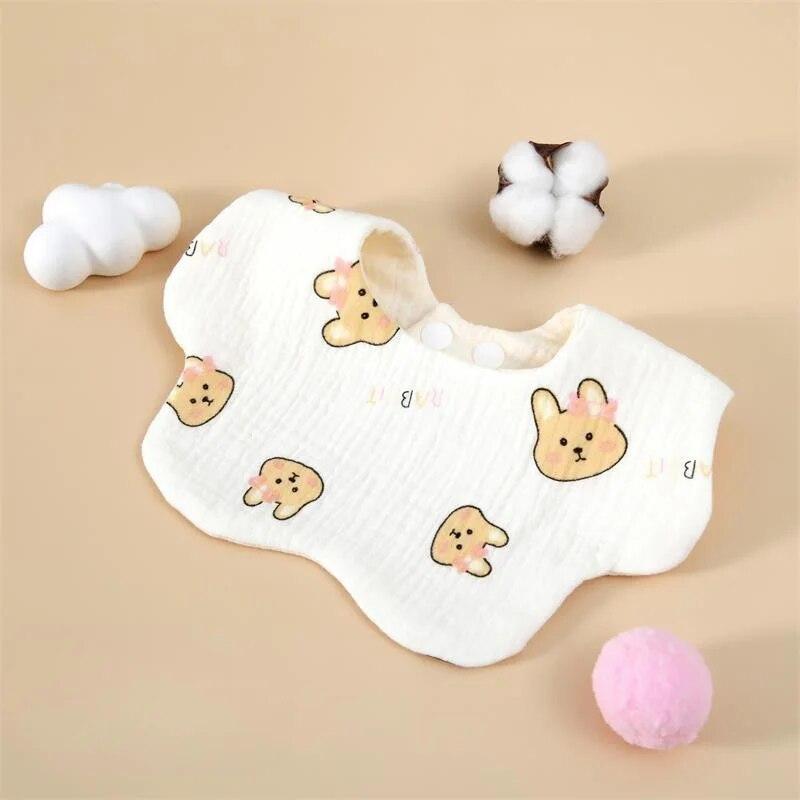 Cotton Baby Saliva Towel With Gauze, Six Layers For Newborns, Waterproof Bib Cartoon, Absorbent And Stain Resistant Bib