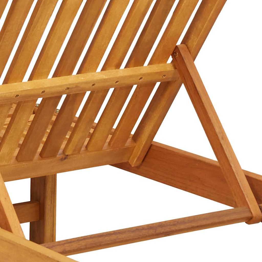 Sun Lounger 1 Person 2 Pcs Brown Solid Acacia Wood