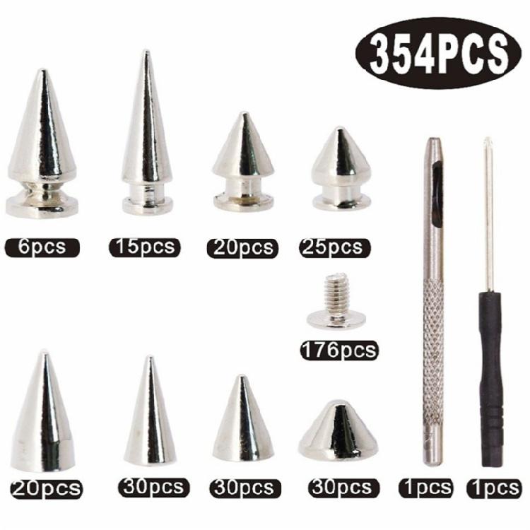 354Pcs Spiked Punk Screw Rivets Studs Metal Warhead Bag Shoes Clothes Watchband Spikes Studs Decor Nail Buckles