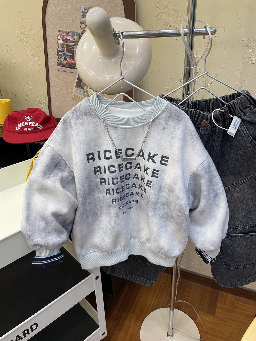 

Children s Tie-Dye Letter Print Crew Neck Sweatshirt - 2025 Spring/Autumn Collection 140 cm світло-синій колір