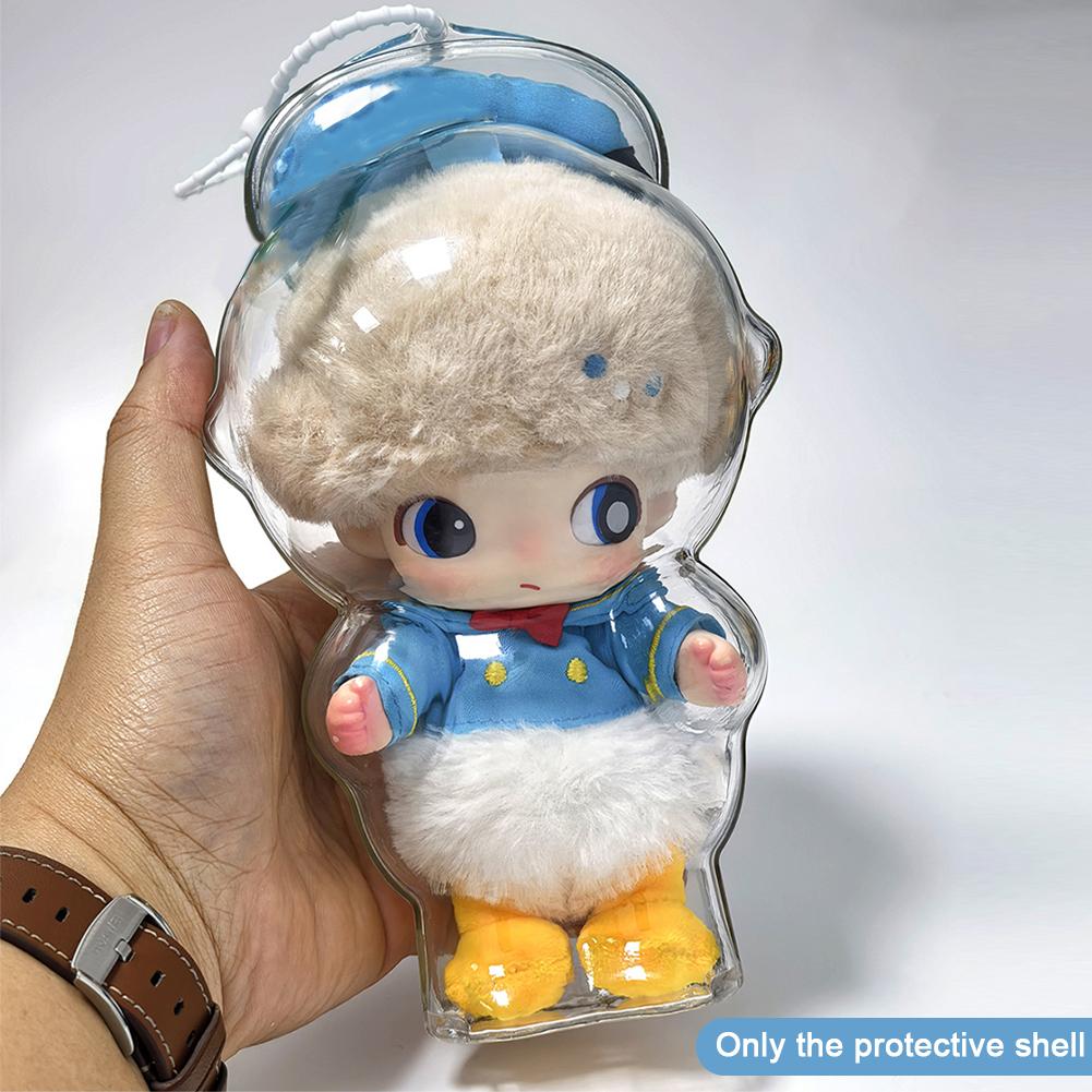 

1PC Protective Acrylic Storage Case For Plush Dolls Display Bag for Dimoo No Doll Transparent Portable Cable Organizer Box 03