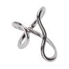 Geometric Line Ring Adjustable Minimalist Fashion Stackable Open Ring for Daily Wear Silver
