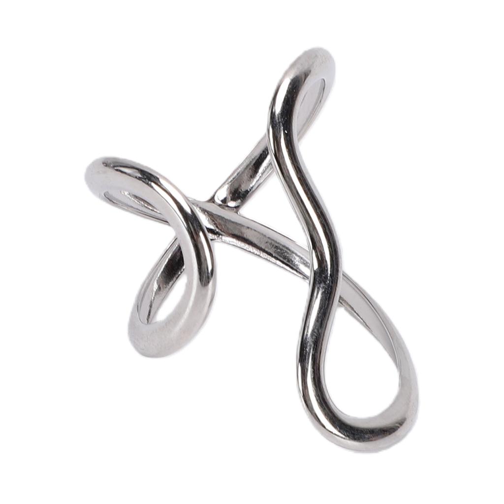 Geometric Line Ring Adjustable Minimalist Fashion Stackable Open Ring for Daily Wear Silver