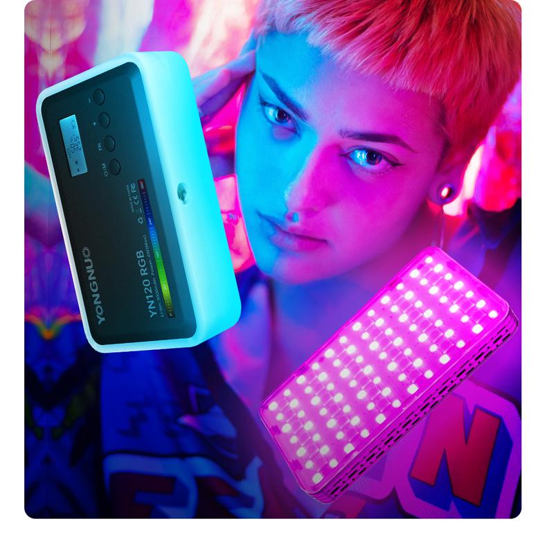 Yongnuo YN120 RGB Portable LED Light - Adjustable Color Temperature for Live Broadcasts and Vlogs