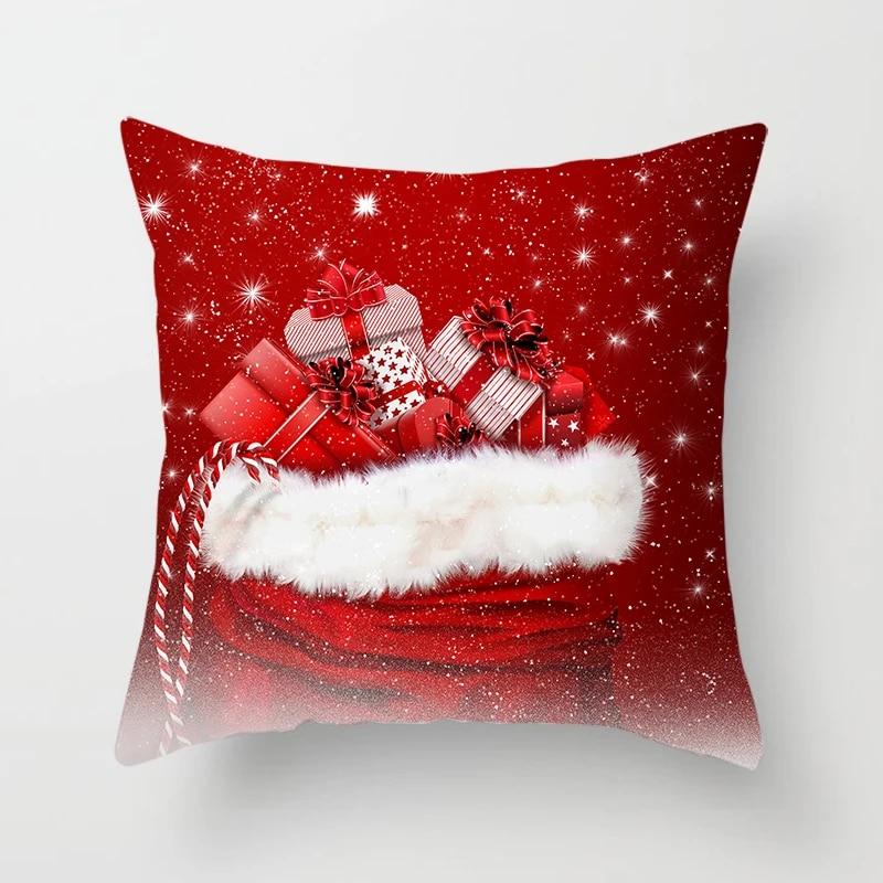 Home Decoration Christmas Snow Pillowcase Santa Claus Gift Fireplace Christmas Decoration Pillowcase