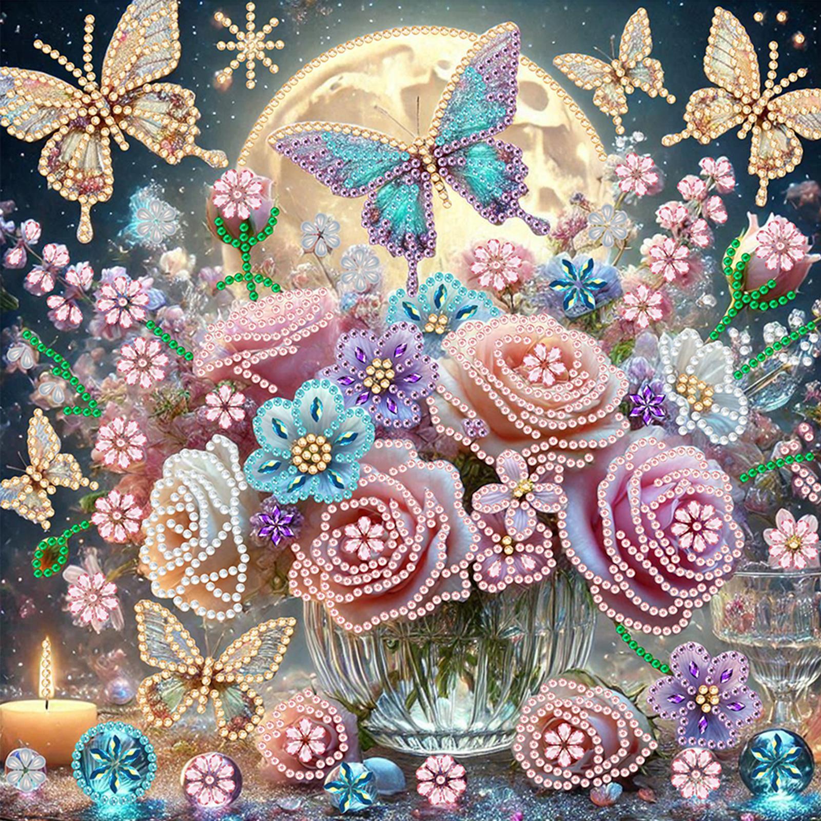 

Flowers 5D DIY Diamond Art Painting Kits for Gift Home Wall Decor Special Shape Partial Drill Dimond Art Paintings 11.81x11.81in