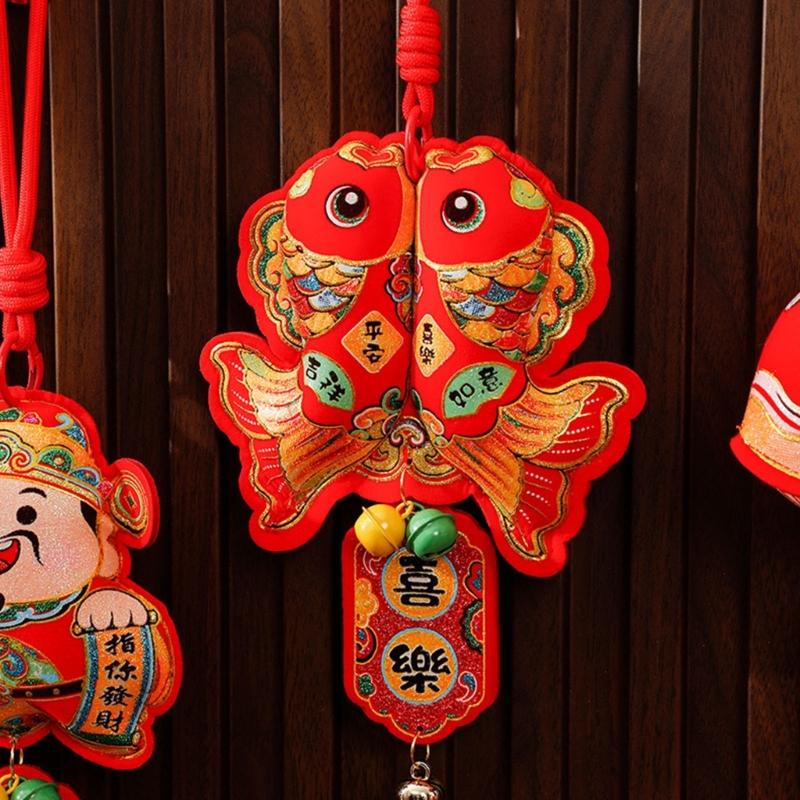 Pack Of 2 Chinese New Year Plush Decoration for Entrance Living Room Easy To Install Spring Festival Ornaments
