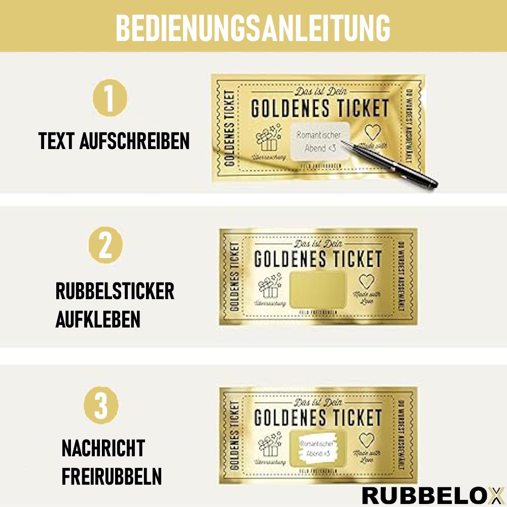 RUBBELOX Golden Ticket Gift Card Scratch Card Scratchcard Label Yourself