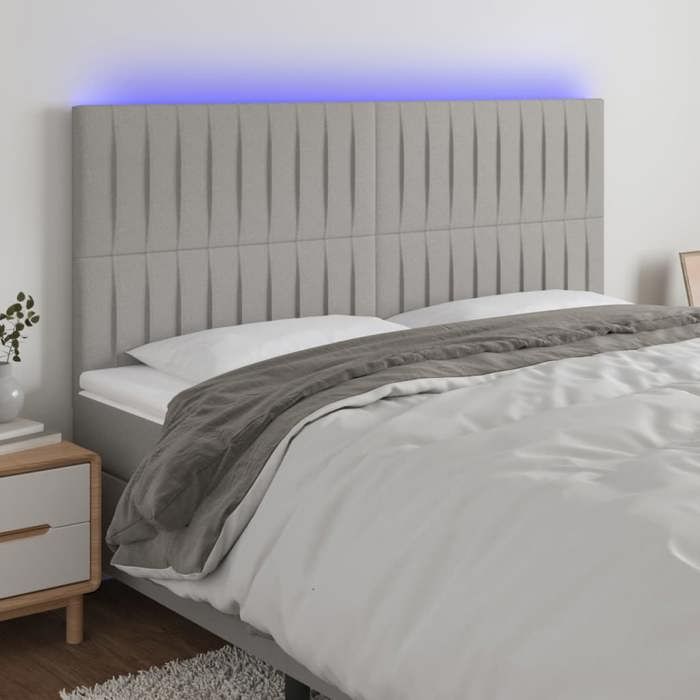 VidaXL Tête de Lit à LED Meuble de Chambre à Coucher Accessoire de Lit Double Tête de Cadre de Lit Intérieur Gris Clair 3122676