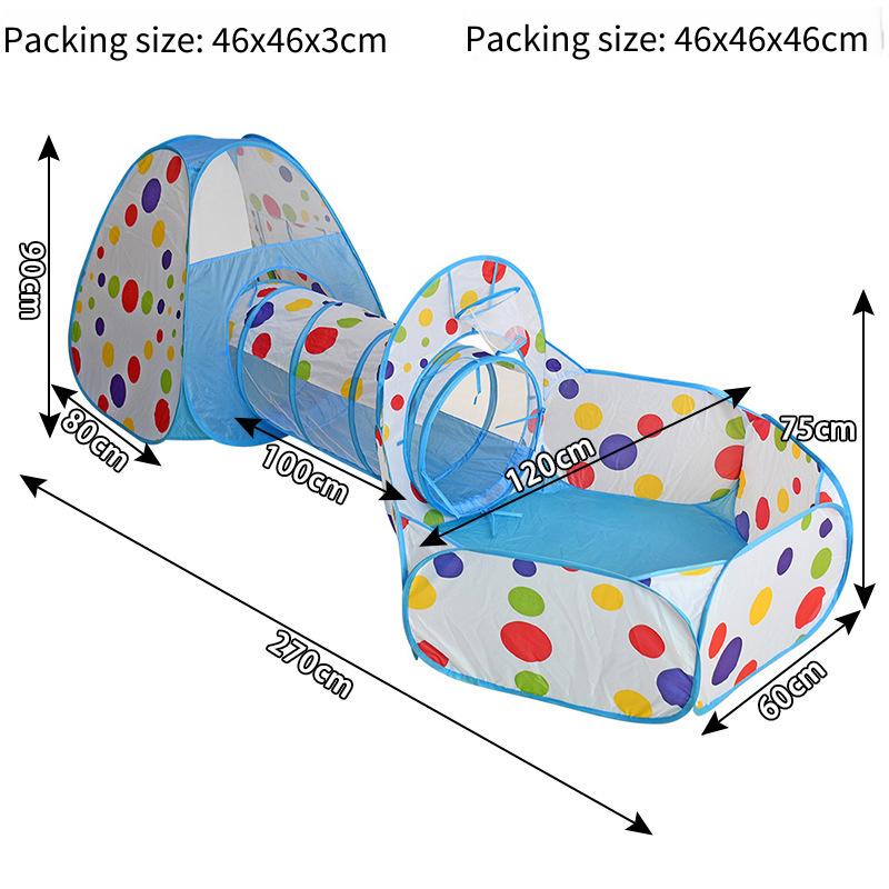 

3-in-1 Pop Up Play Tunnel Tent Set: Foldable Kids Fort w/Ball Pit & Basketball Hoop - Portable Crawl Space for Indoor Camping