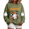 Women's Fashion Casual Halloween Print Neck Pullover Sweatshirt