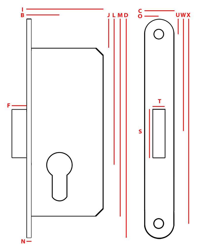 Jania 22 Mortise Lock For Cylinder - Mp Zw Zap J