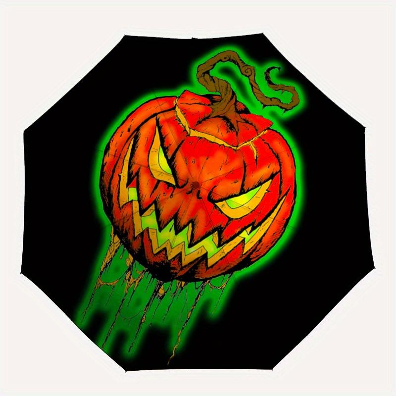 

1pc Pumpkin Horror Automatic Open/Close Umbrella Sturdy Iron Frame, Compact Travel Umbrella, Intricate Design Umbrella a0829052