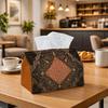 1pc Persian Mandala Medallion Tissue Holder - Detailed Black And Orange Napkin Storage Container, Ideal for Rolls/Facial Tissues/Single Sheets, Versat