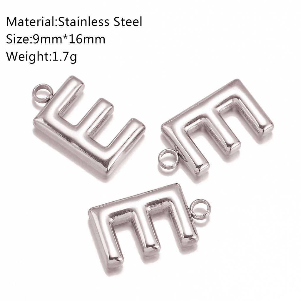 3Pcs Bubble Alphabet Charm Silver Color Stainless Steel Initial English Letter Pendant DIY Bracelet/Necklace Gift Jewelry Making