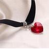 1Pcs Gothic Velvet Heart Crystal Choker Handmade Necklace Pendant Retro 80 90s New