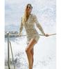Long Hollow Crochet Seaside Holiday Beach Cover-up Jacket Swimsuit Cover-up Long Sleeve Sun Protection Women's Skirt