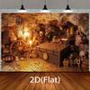 1 2D Pirate Treasure Chest Background Cloth  Featuring Gold Coins  Skulls and Candlelight - Polyester Party Decoration