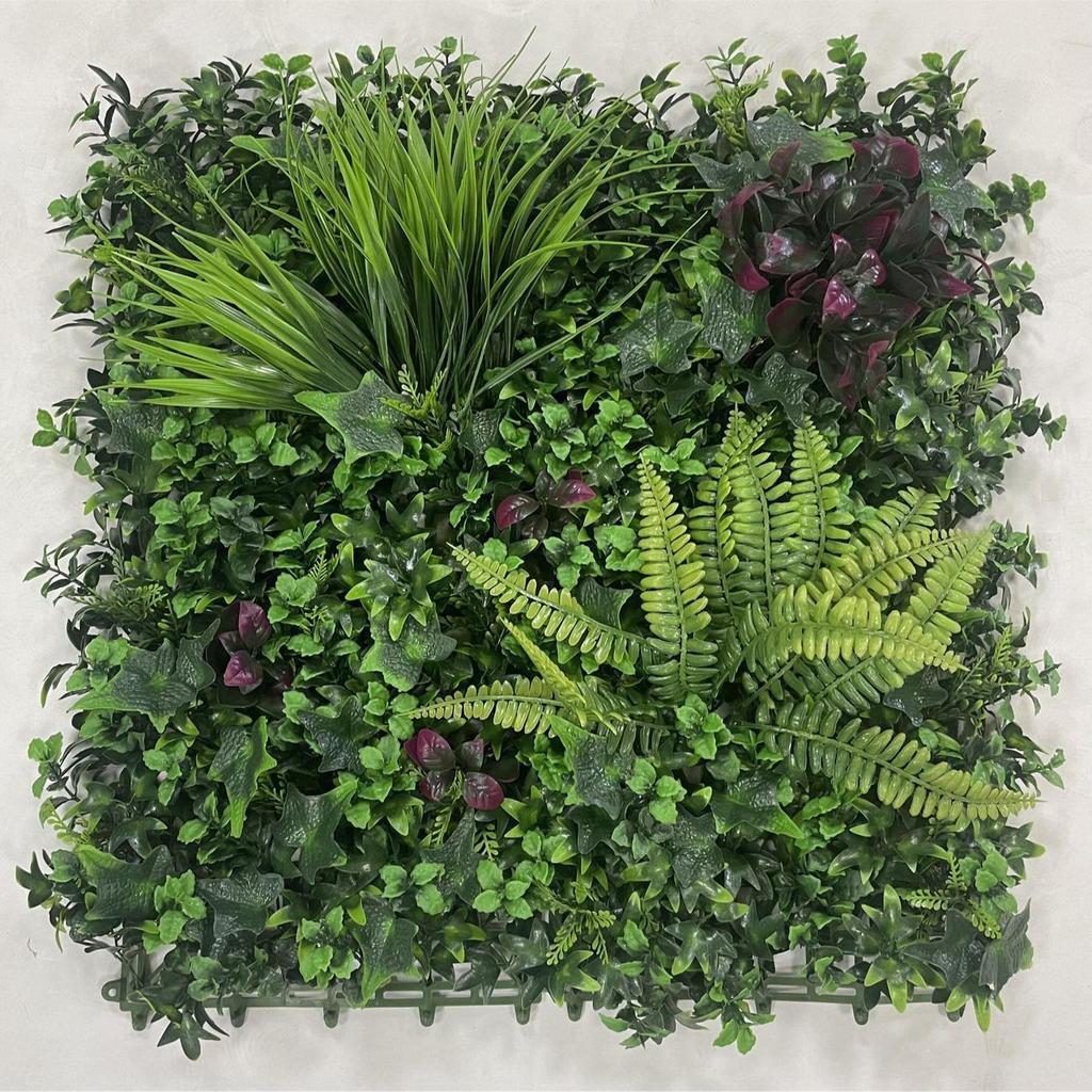 50×50cm Artificial Green Plant Wall - Plastic Vertical Garden, Fake Flower Wall, Synthetic Turf Background