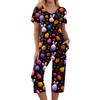 2 Piece Sets For Women Short Sleeve Top And Pants With Pockets Workout Soft  Print Sets