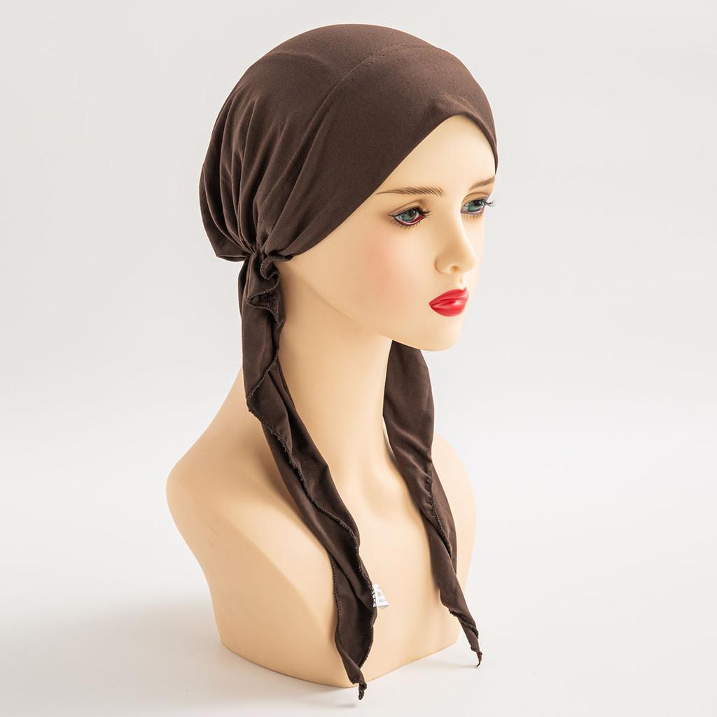 

Fashionable Womens Simple Style Head Wrap With Long Tail And Polyester Fabric For Everyday Use Brown
