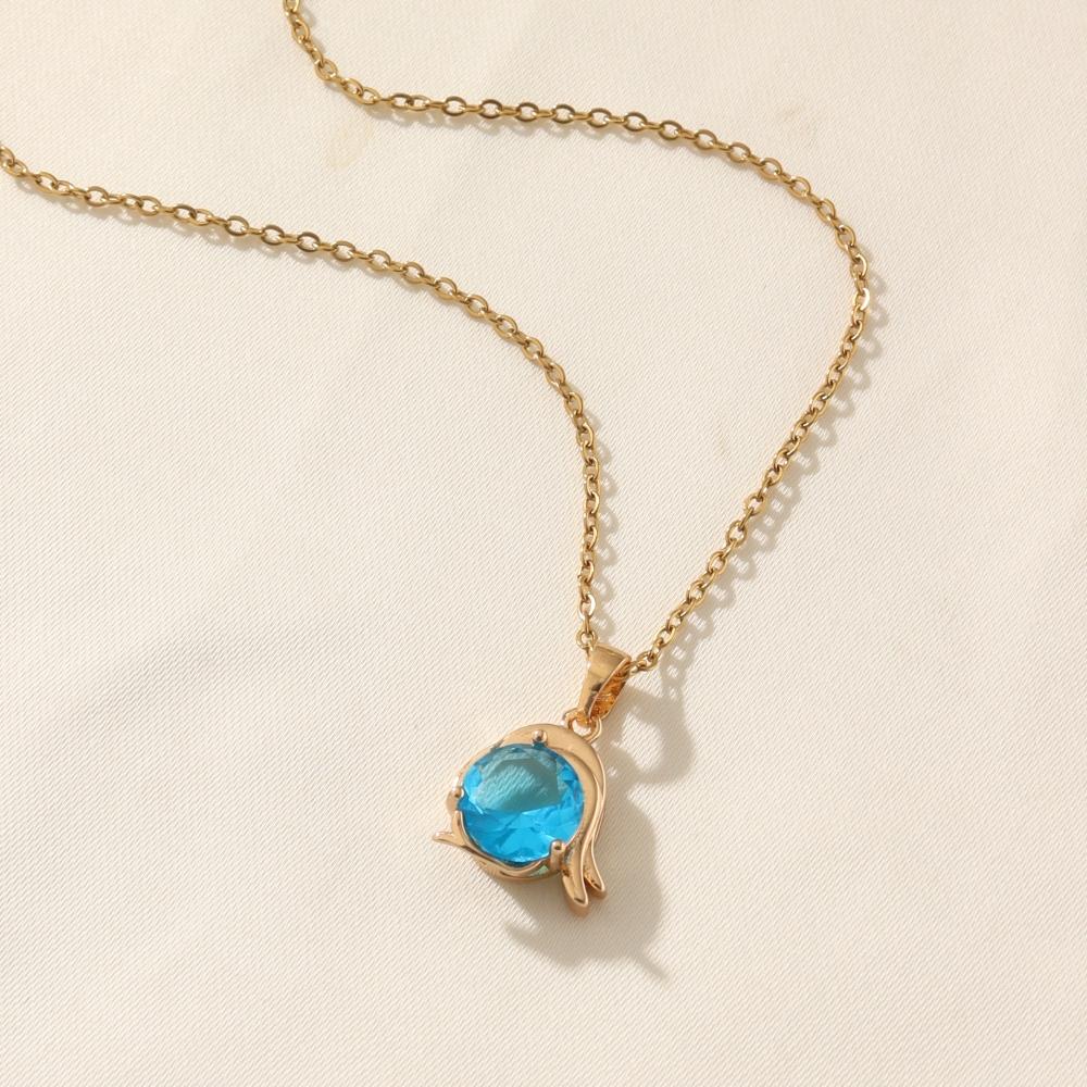 Fashion 12 Constellations Zirconia Pendant Necklaces for Women Sparkling Golden Stainless Steel Necklace Jewelry