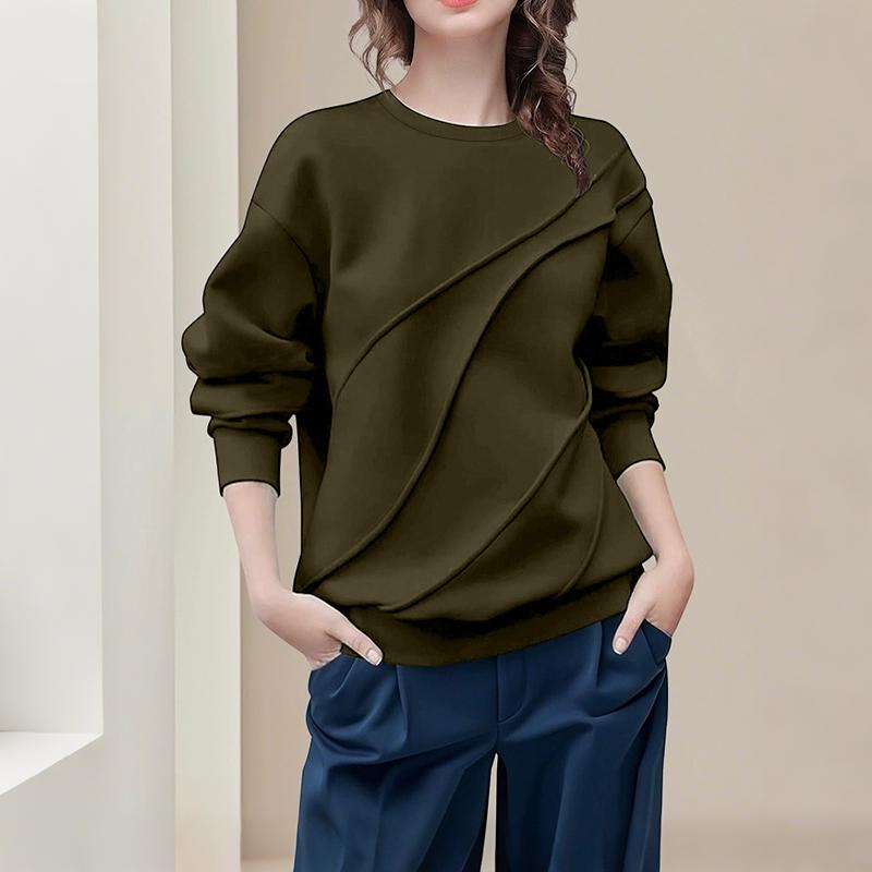 ZANZEA Women Casual Round Neck Loose Autumn Long Sleeve Blouse