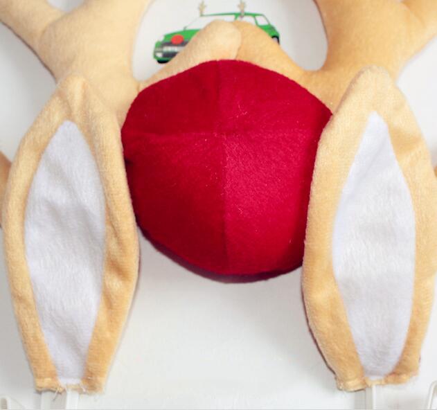 Plush Reindeer Antlers & Nose Car Decoration – Christmas Set, 43.5cm, Universal Fit