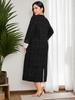 Middle East Houndstooth Long Sleeve Plus Size Round Neck Dress