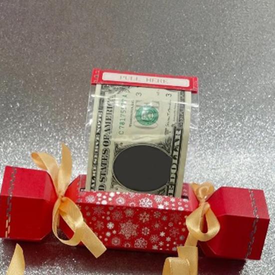 4Pcs Christmas Surprise Money Pull Pouch DIY Cash Pull Out Box with Ribbons Holiday Money Holder for Cash Gift Pull