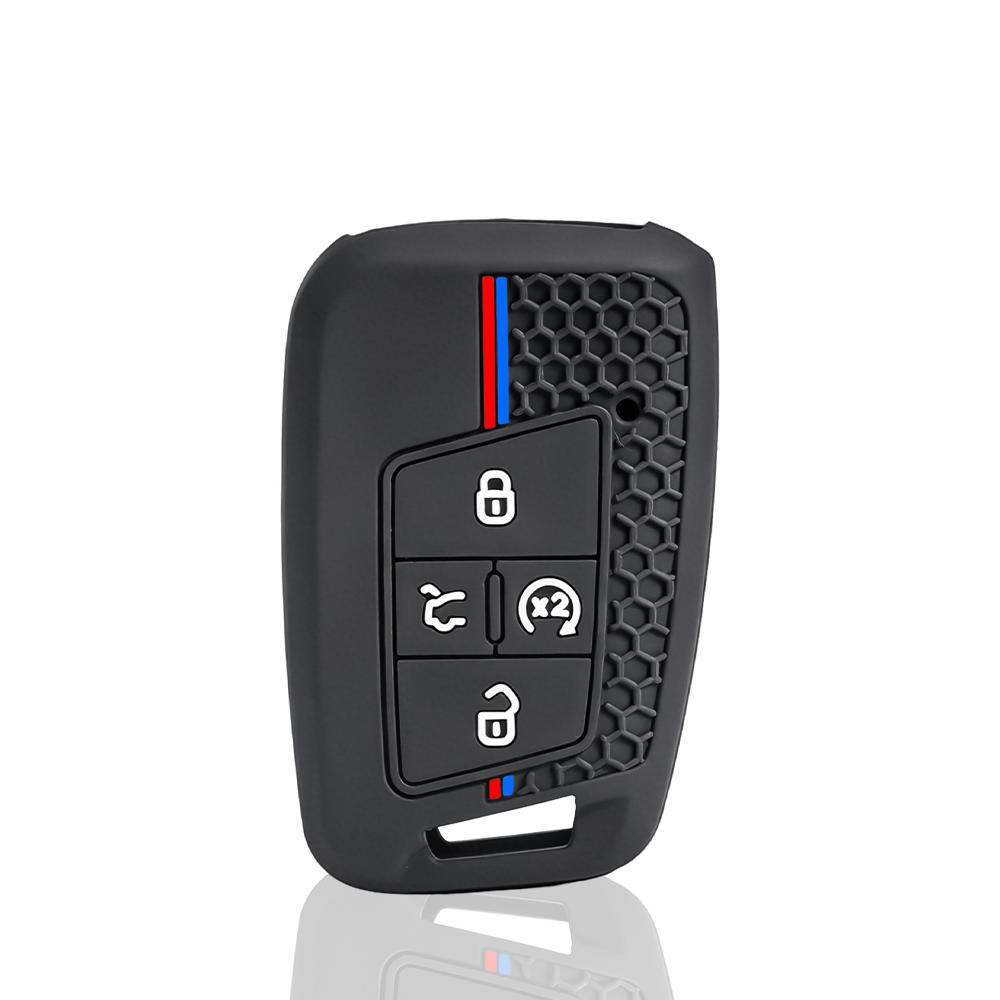 4 Buttons Silicone Key Fob Cover Fit for Volkswagen VW Atlas Tiguan Golf Alltrack SportWagen R Polo E-Golf Folding Flip Key Fob