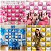 25PCS/Set Double Side Balloons Background Wall Square Multicolor Square Foil Balloon Decoration Supplies Garland Kit