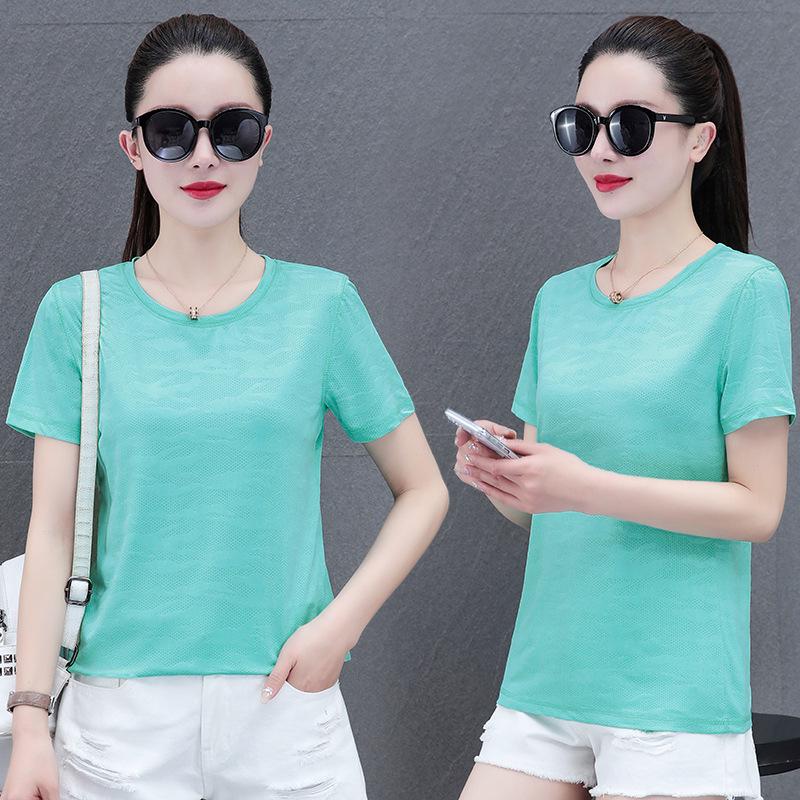 Women's 2025 Summer Ice Silk Quick-Dry Short-Sleeved Sports T-Shirt