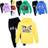 Kids Cotton Cartoon Hoodie And Jogging Pants Set For Winter And Spring Play