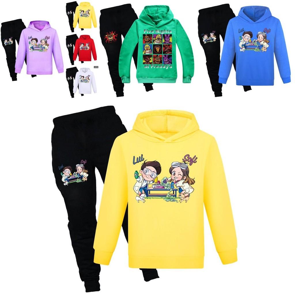 Kids Cotton Cartoon Hoodie And Jogging Pants Set For Winter And Spring Play