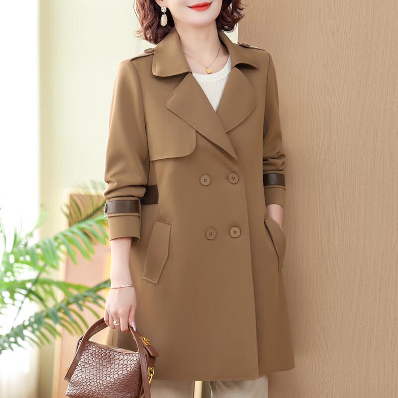 Yalu Women's Elegant Plus Size Mid-Length Spring/Autumn Trench Coat