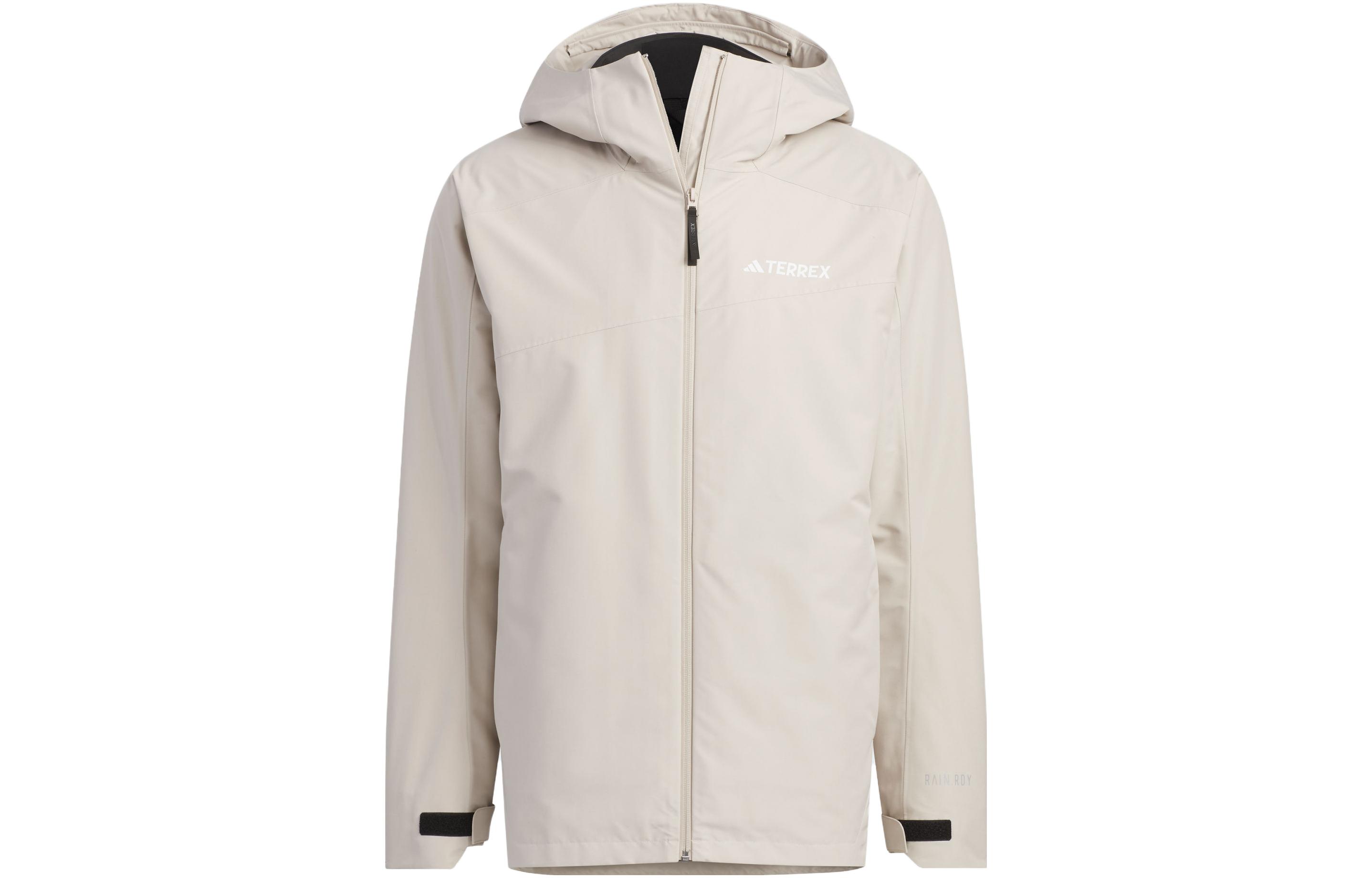 Adidas Windbreaker Jackets Men s Light Khaki Hooded Moderate IL8973 L