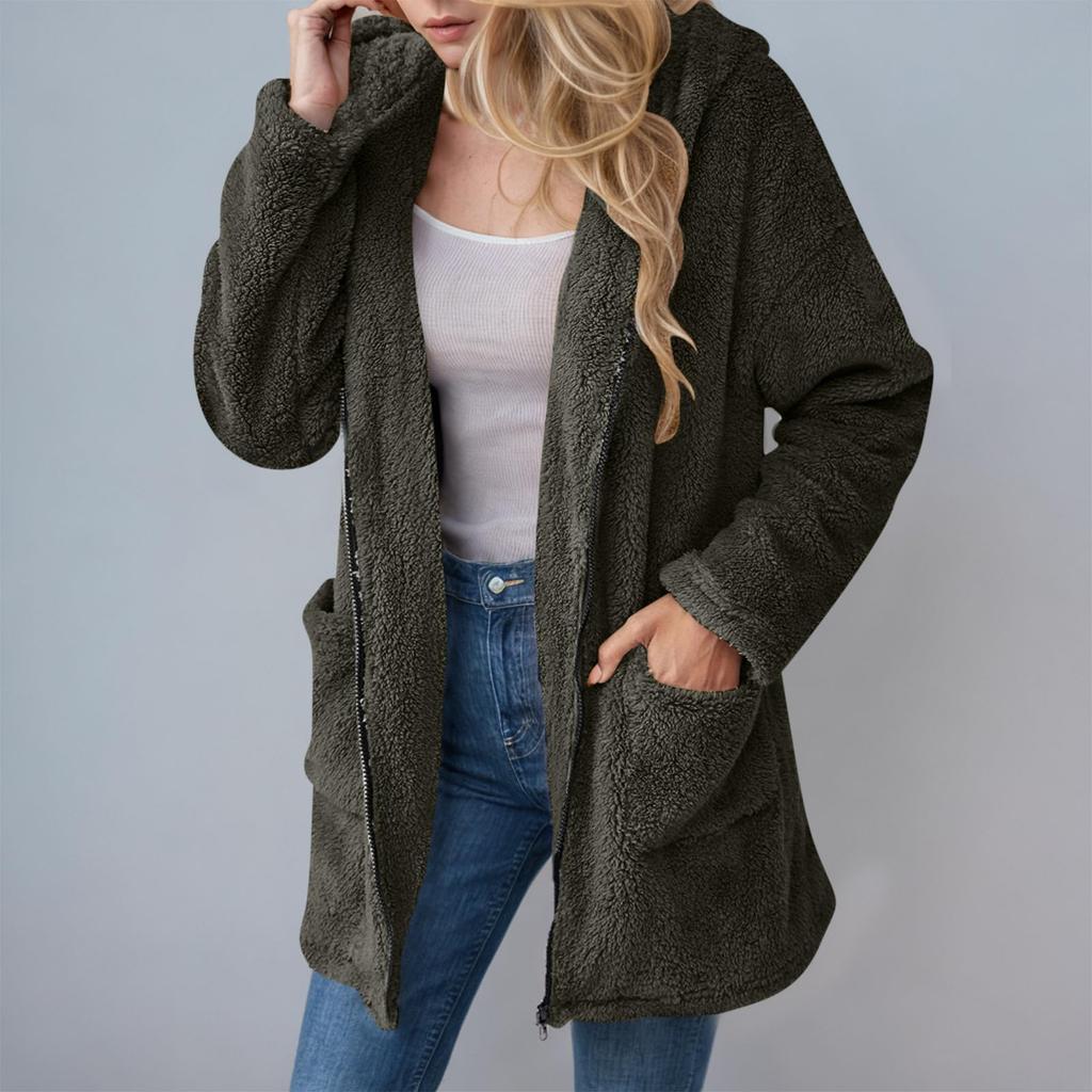 Damski pluszowy wygodny casualowy ciepły płaszcz